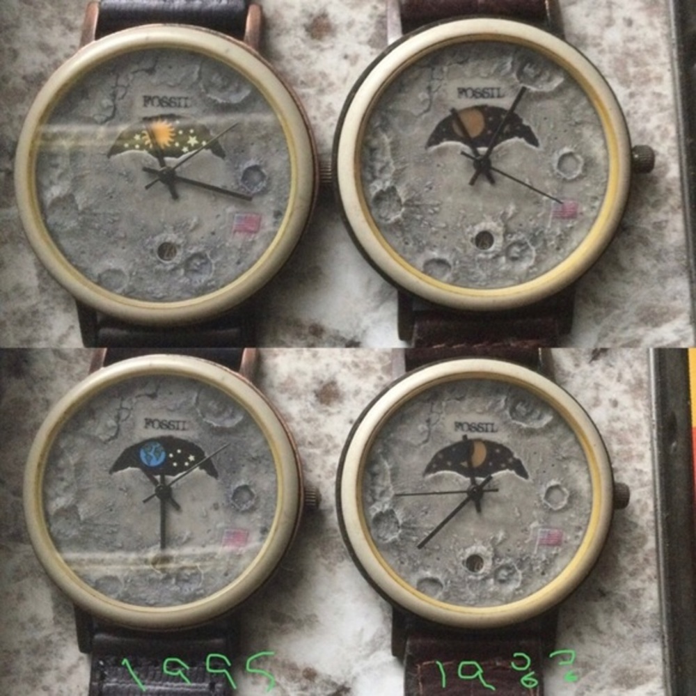 FOSSIL (1995)BW-6726, (1988)FM-1815 MOON LANDING WATCH